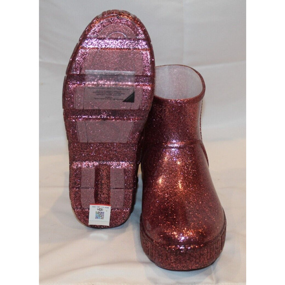 UGG WOMEN'S DRIZLITA WATERPROOF‎ RAIN BOOTS PINK GLITTER YOUTH 5 - Picture 5 of 6